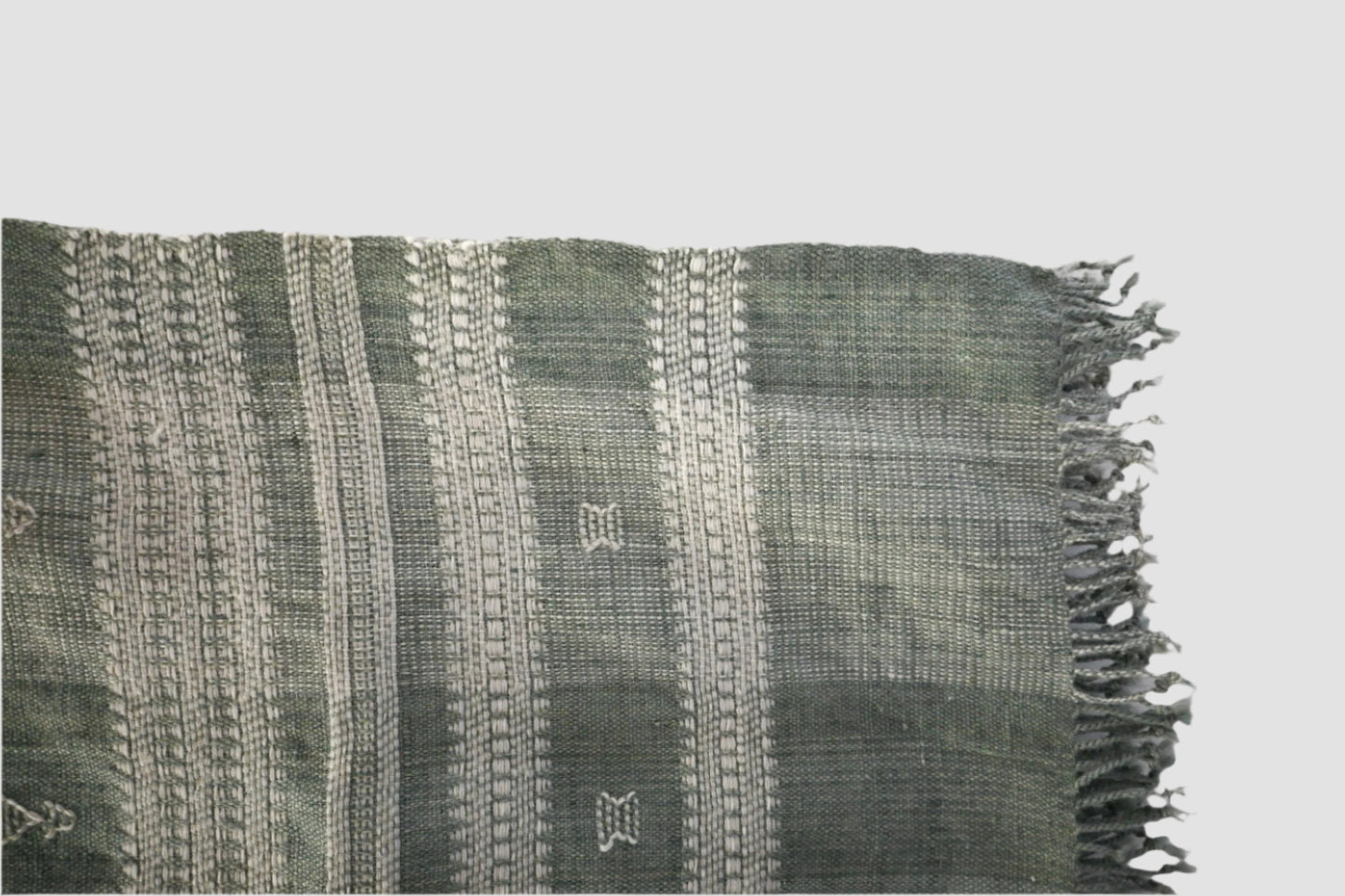 Handwoven Vintage Bhujodi Bed Throw -Sage Green- 54" x 102"