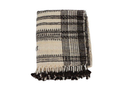 Bhujodi Table Runner - Brown and Cream