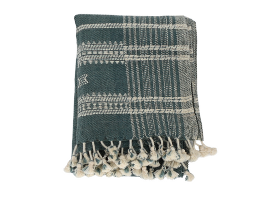 Bhujodi Table Runner - Blue Gray