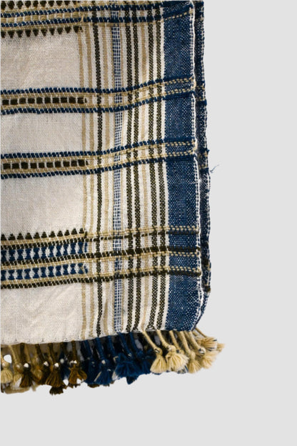 Handwoven Vintage Bhujodi Bed Throw -Neutral - 50" x 90"