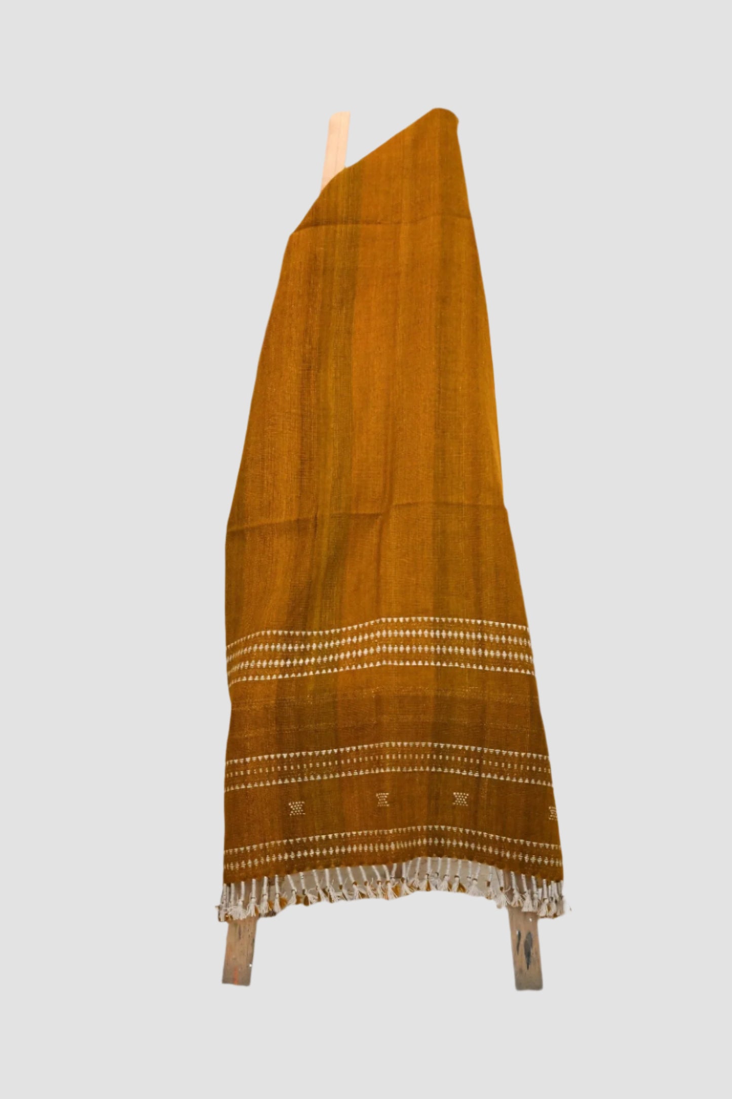 Handwoven Vintage Bhujodi Bed Throw Golden Ochre - 40" x 90"