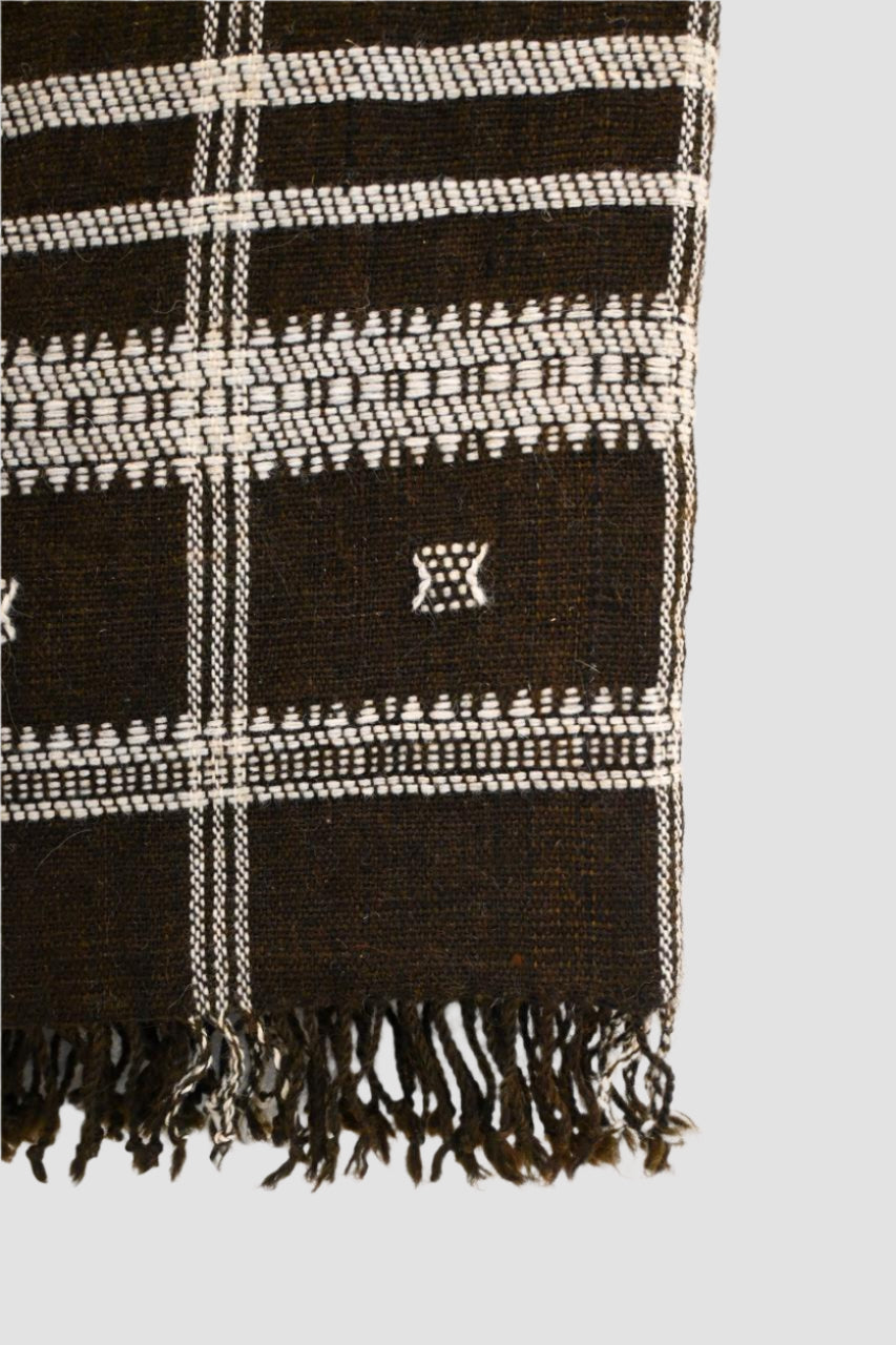 Handwoven Vintage Bhujodi Bed Throw Brown - 40" x 90"