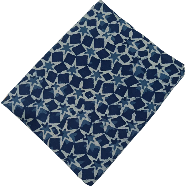 Luxury Indigo Fabric Block Print Fabric. Naturally Dyed with Vegetable Dyes. Perfect For Sewing, Home Decor Best Indigo Fabric for decor, pillows ,upholstery, curtain, Tablecloth. Sold by the Yard.