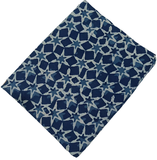 Luxury Indigo Fabric Block Print Fabric. Naturally Dyed with Vegetable Dyes. Perfect For Sewing, Home Decor Best Indigo Fabric for decor, pillows ,upholstery, curtain, Tablecloth. Sold by the Yard.