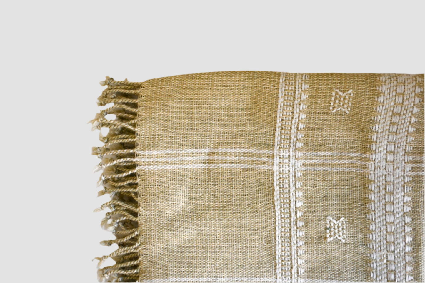 Handwoven Vintage Bhujodi Bed Throw -Golden Yellow- 50" x 90"