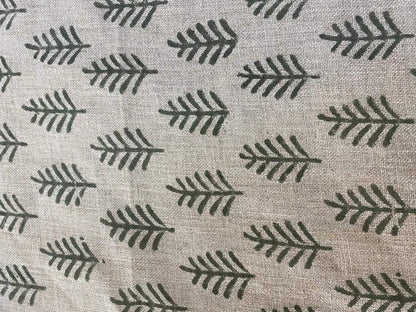 Hand Block Printed Linen Fabric by the Yard - Decor, Pillows ,Upholstery, Curtain - Maple Village Lane