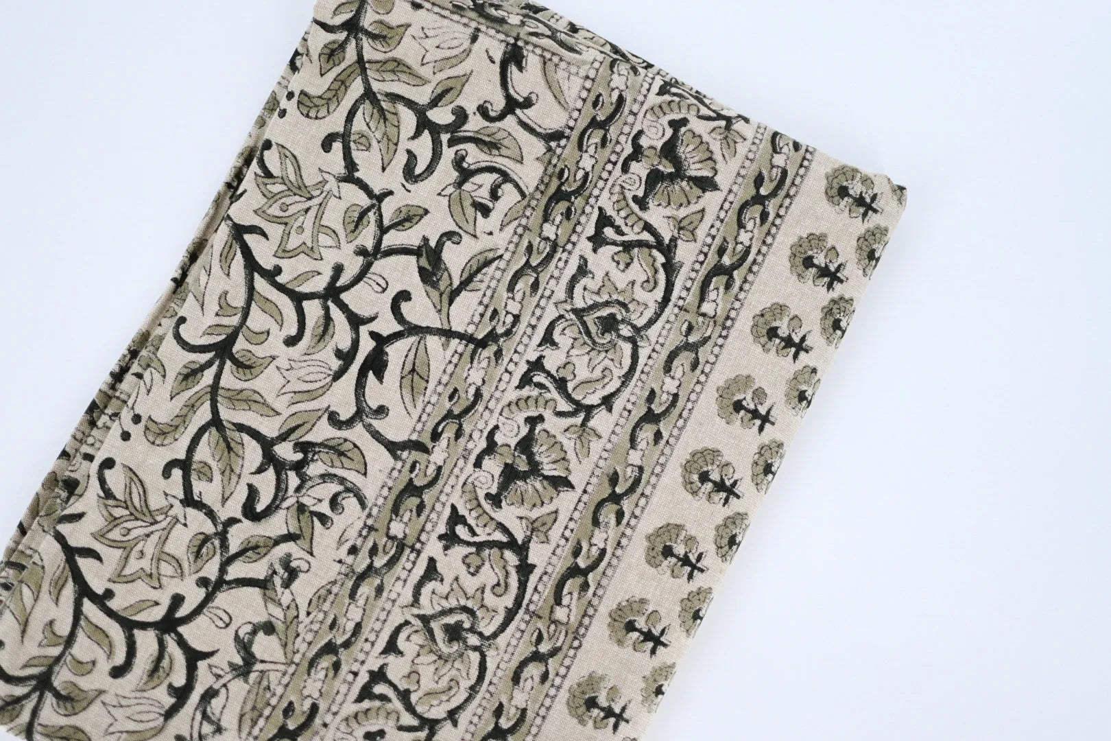 Charcoal Floral Block Print Tablecloth