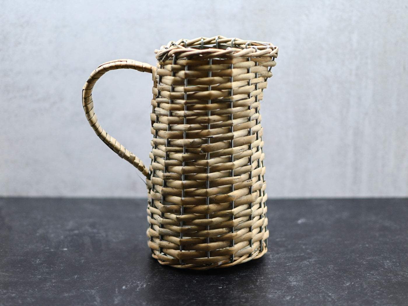 Vintage Style Wicker Pitcher Vase