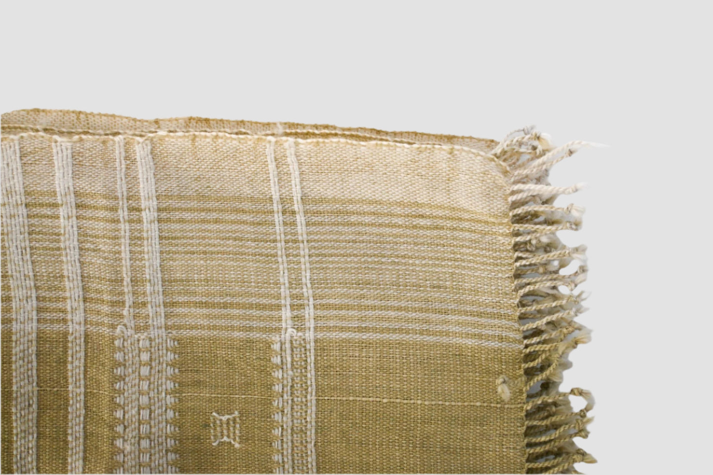 Handwoven Vintage Bhujodi Bed Throw -Golden Yellow- 50" x 90"