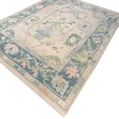 Wild Rose Hand-Knotted Wool Oushak Rug