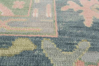 Wild Rose Hand-Knotted Wool Oushak Rug