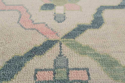 Wild Rose Hand-Knotted Wool Oushak Rug