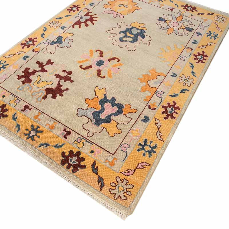 Sable Petal Hand-Knotted Wool Oushak Rug