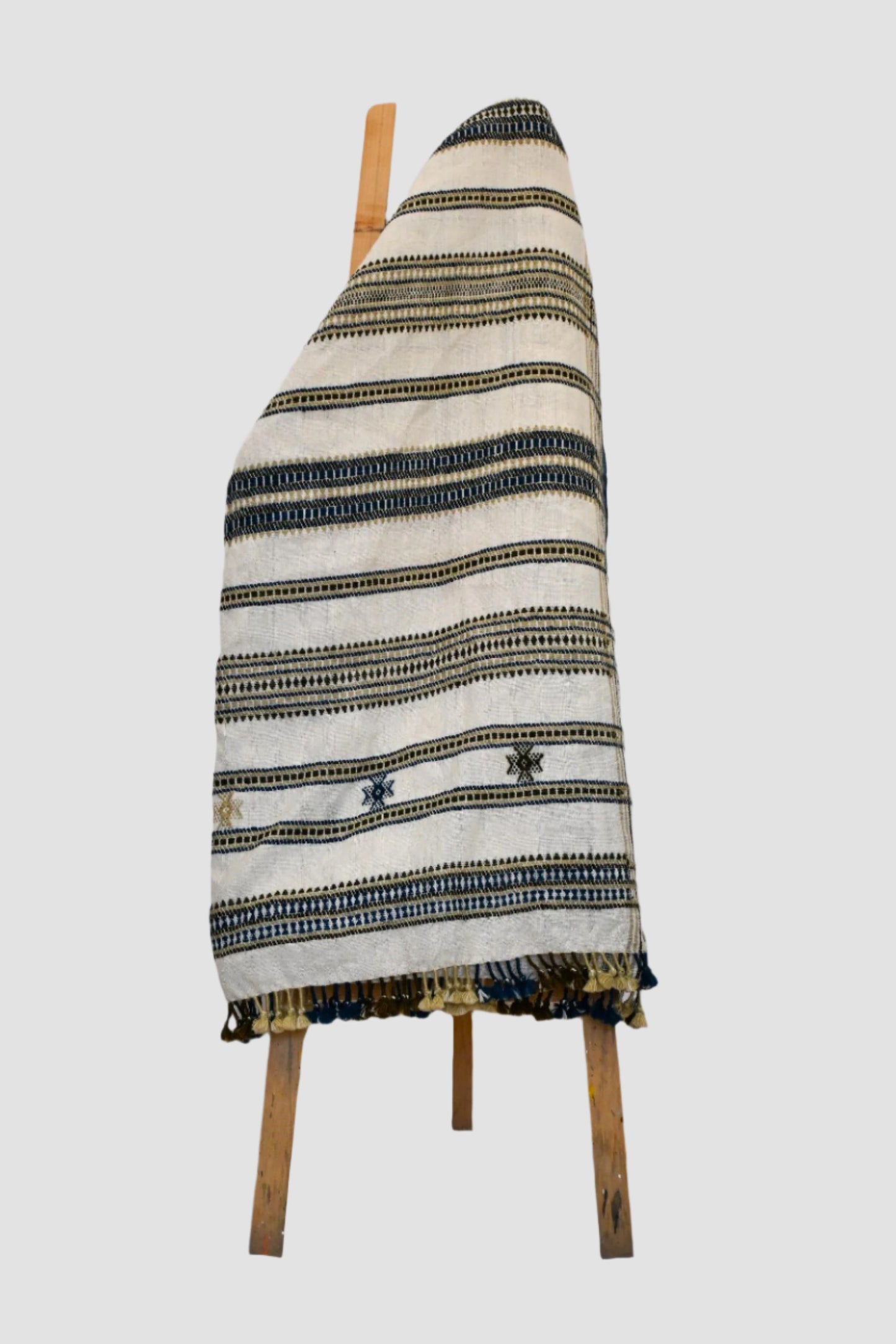 Handwoven Vintage Bhujodi Bed Throw -Neutral - 50" x 90"