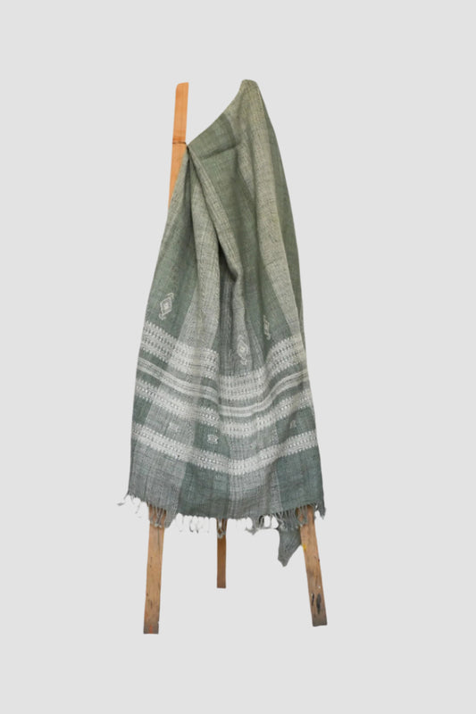 Handwoven Vintage Bhujodi Bed Throw -Sage Green- 54" x 102"