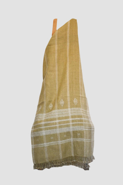 Handwoven Vintage Bhujodi Bed Throw -Golden Yellow- 50" x 90"