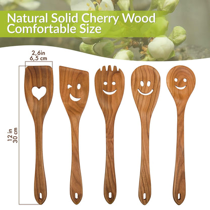 5 Piece Spatula Set Cherry Wood Spurtles - Maple Village Lane