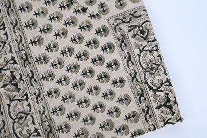 Charcoal Floral Block Print Tablecloth