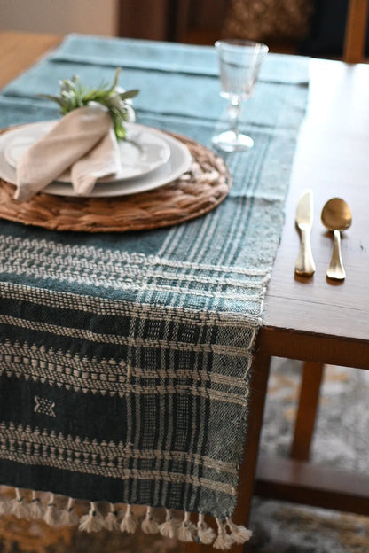 Bhujodi Table Runner - Dark Chambray - Maple Village Lane