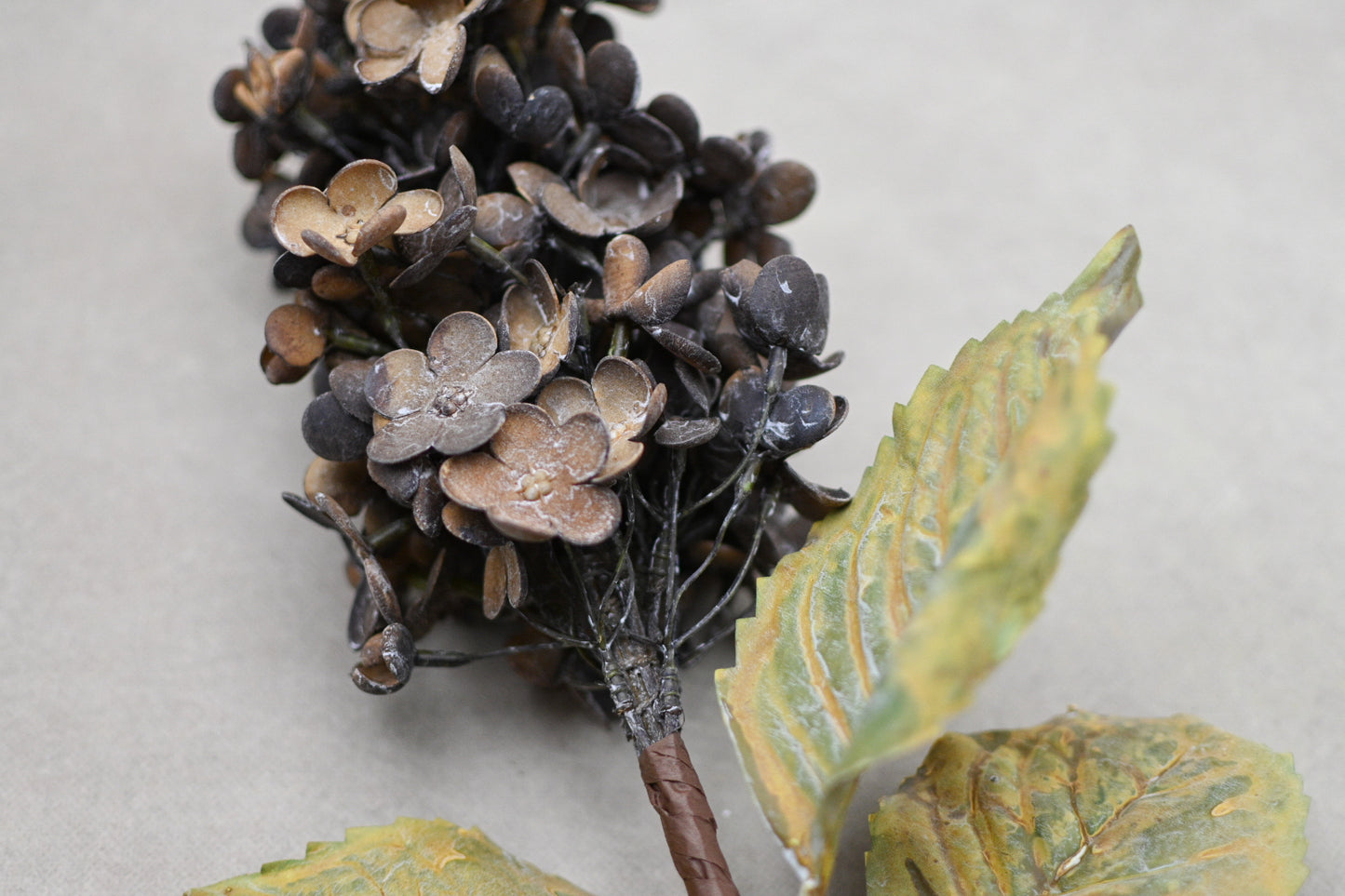 Dried Look Faux Cone Hydrangea Stem 30"