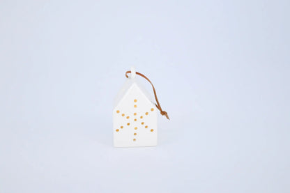 White Ceramic LED House Ornament, 4 Styles