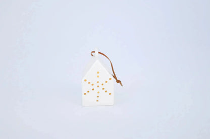 White Ceramic LED House Ornament, 4 Styles - Maple Village Lane