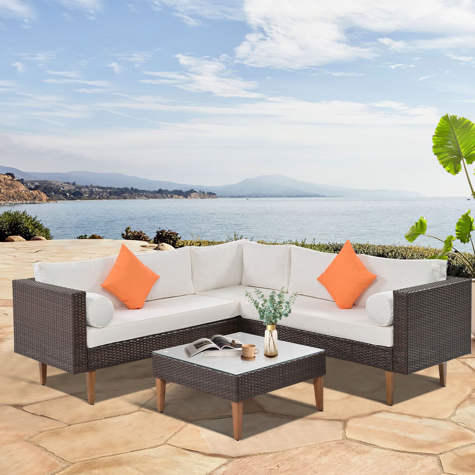 4-pieces Outdoor Wicker Sofa Set - Maple Village Lane