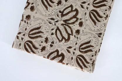 Brown Floral Block Print Tablecloth