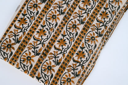 Orange Floral Block Print Tablecloth