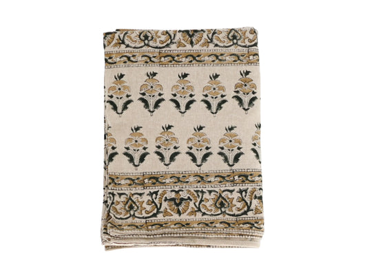 Shop Camel Floral Block Print Tablecloth Online