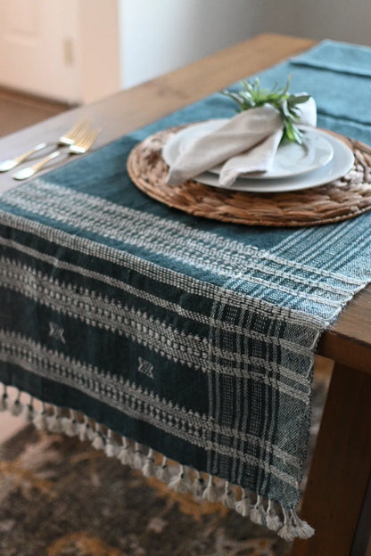 Bhujodi Table Runner - Dark Chambray - Maple Village Lane