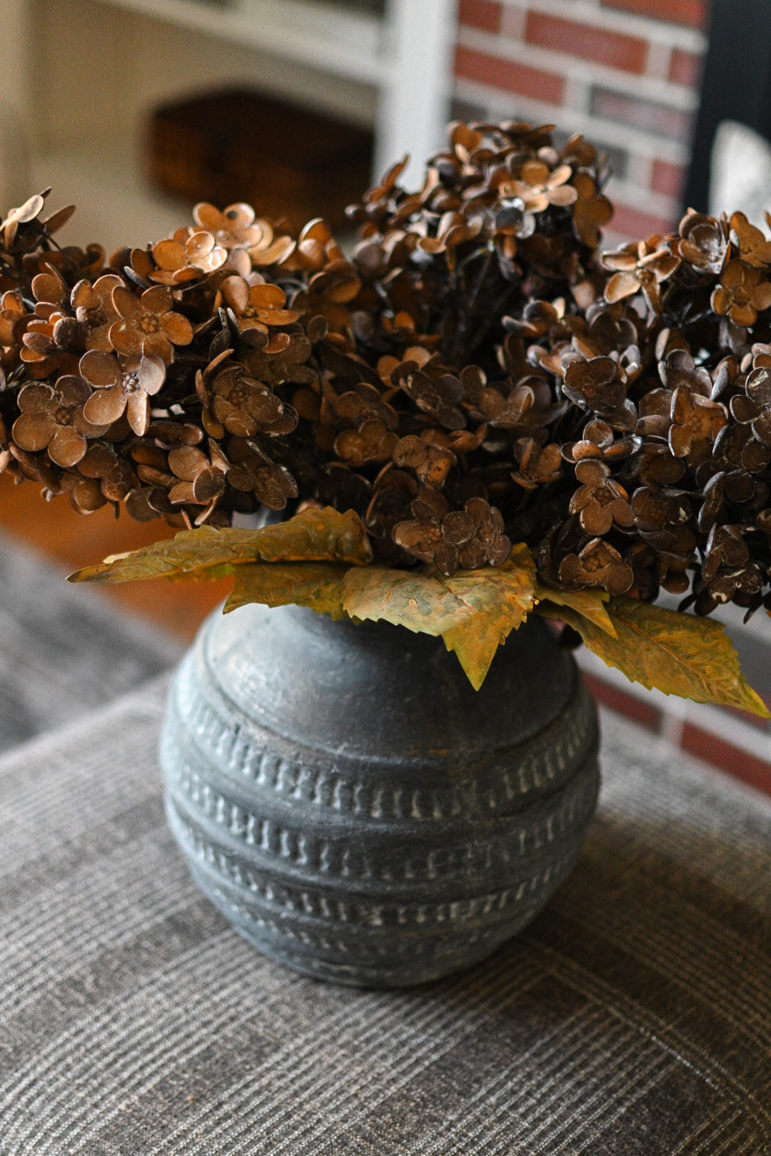 Dried Look Faux Cone Hydrangea Stem 30"