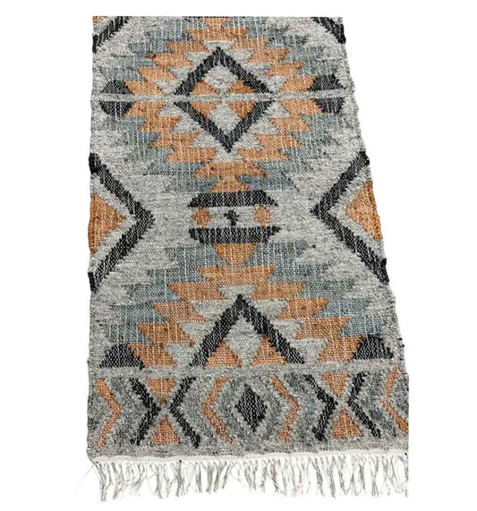 Tribal Motif Jute and Cotton Rug