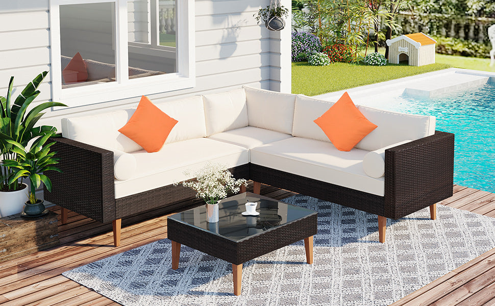 4-pieces Outdoor Wicker Sofa Set - Maple Village Lane