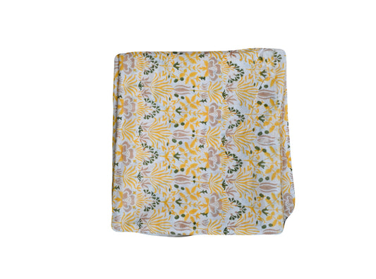 Citrine Floral Block Print Tablecloth