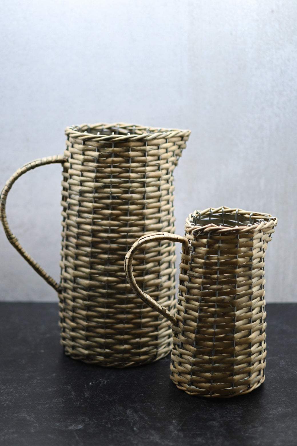 Vintage Style Wicker Pitcher Vase