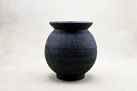 Black Textured Round Pot