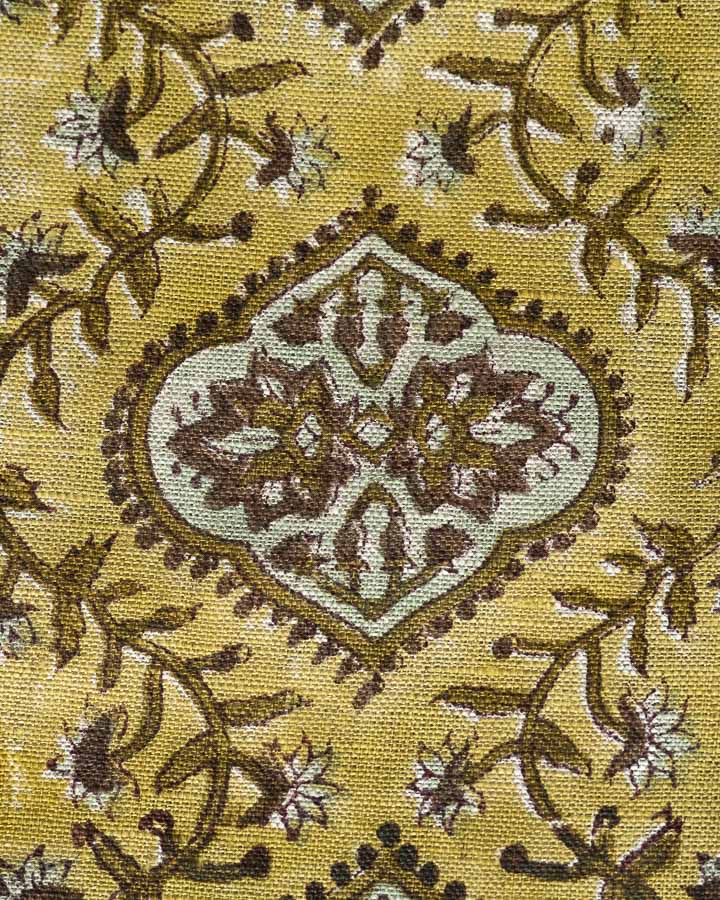 Dominic Hand Block Printed Linen Fabric