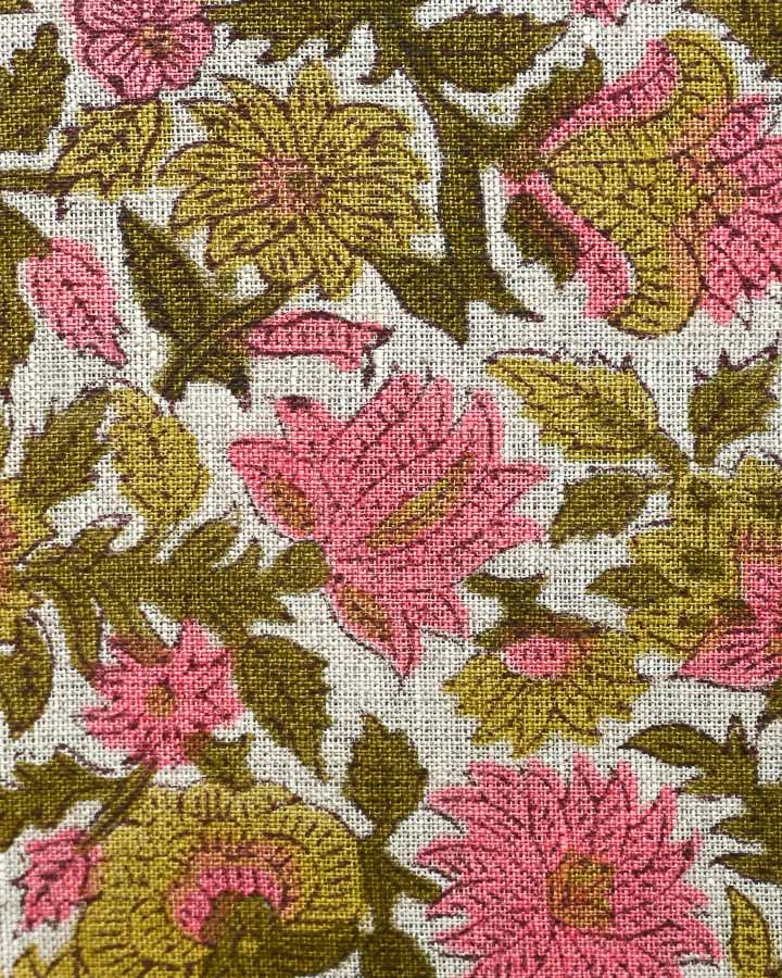 Galene Hand Block Printed Linen Fabric
