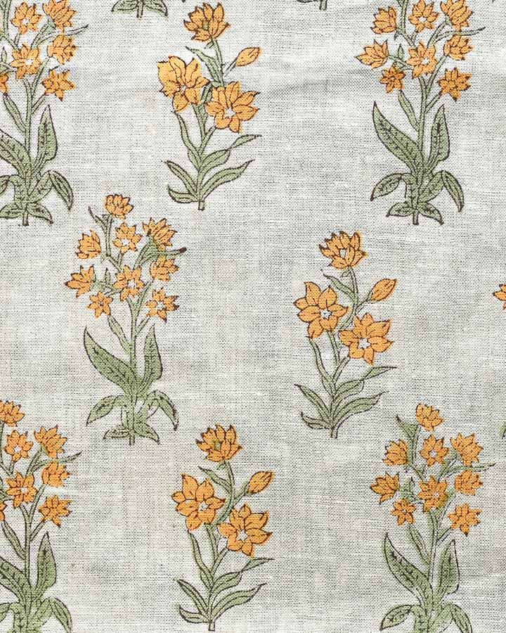 Noah Hand Block Printed Linen Fabric