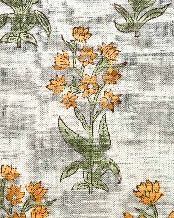 Noah Hand Block Printed Linen Fabric