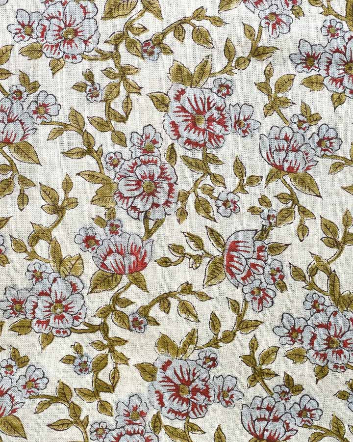 Lunara Hand Block Printed Linen Fabric