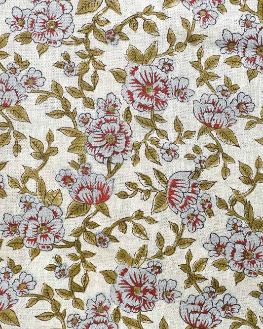 Lunara Hand Block Printed Linen Fabric