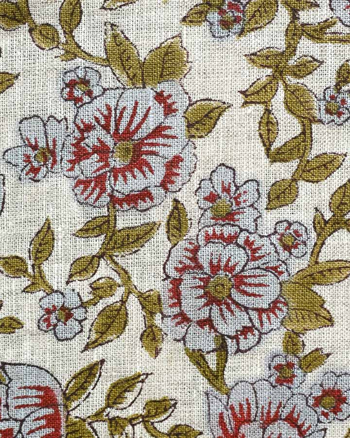 Lunara Hand Block Printed Linen Fabric