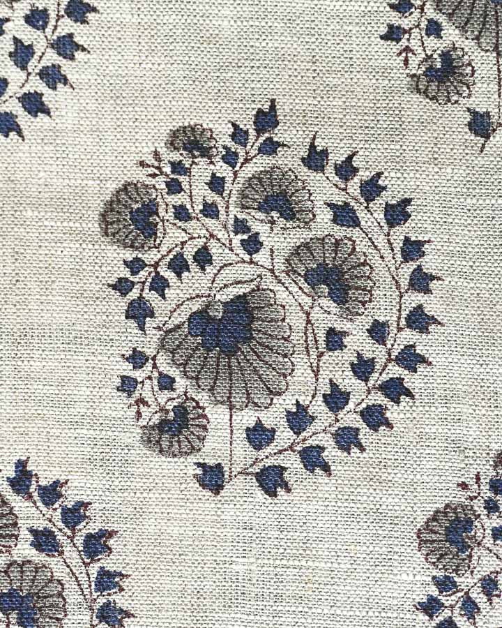 Audrey Hand Block Printed Linen Fabric