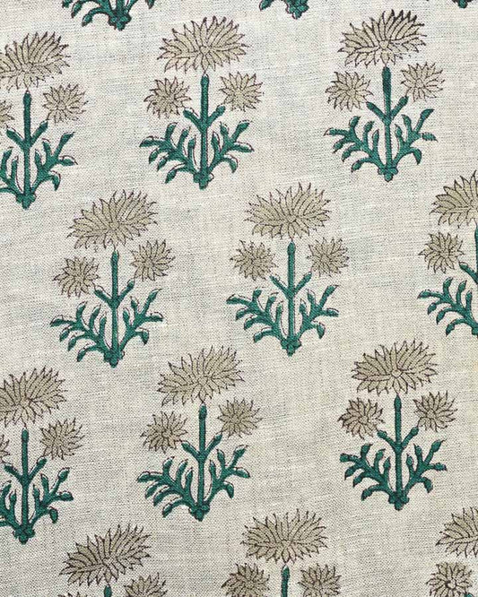 Leah Hand Block Printed Linen Fabric