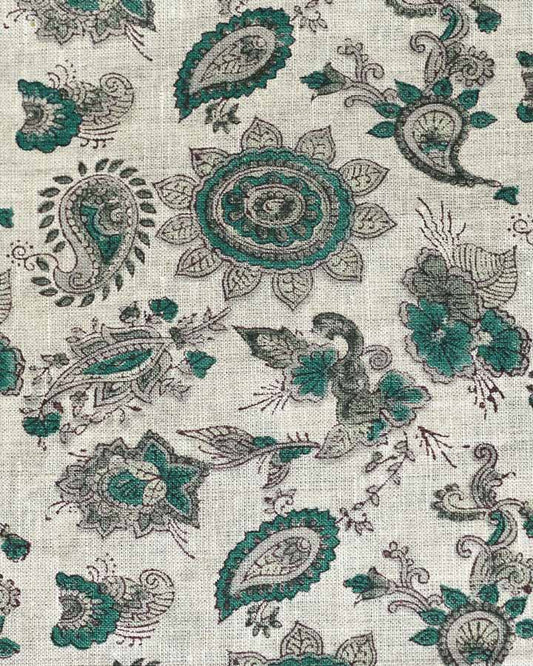 Reese Hand Block Printed Linen Fabric