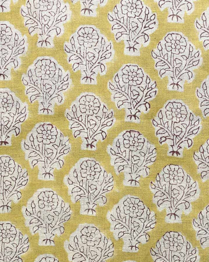 Hannah Hand Block Printed Linen Fabric