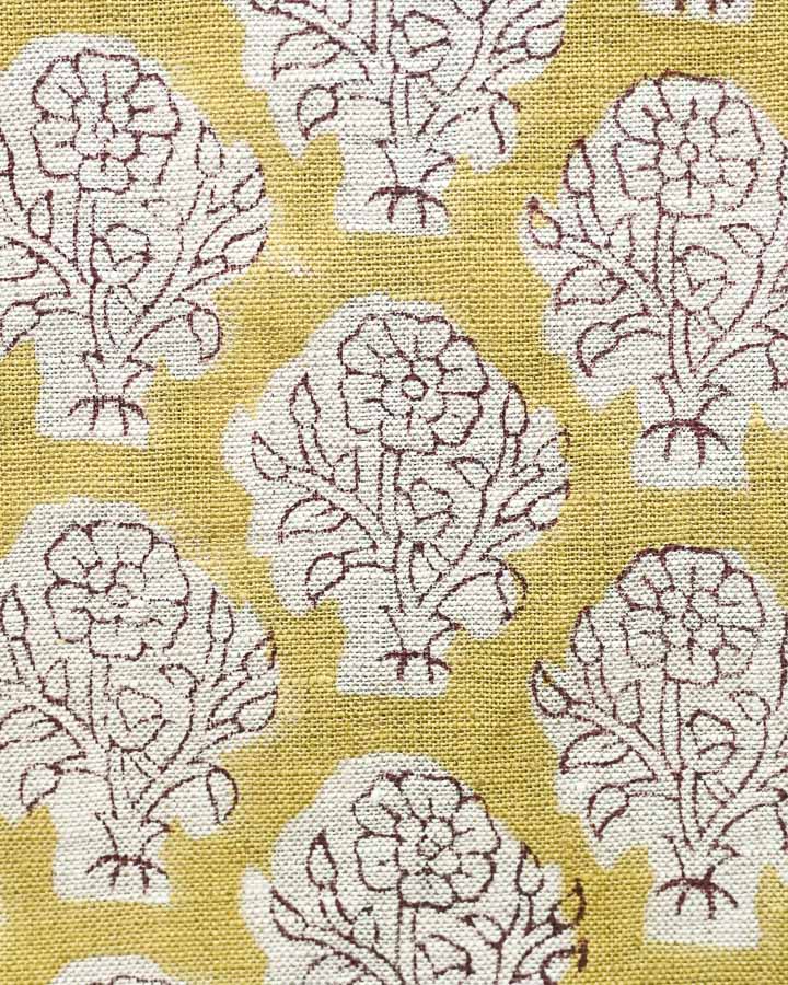 Hannah Hand Block Printed Linen Fabric