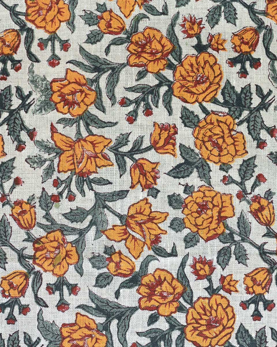 Joshua Hand Block Printed Linen Fabric